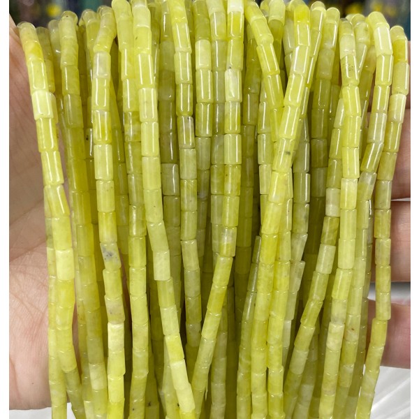 No_741_Natural Lemon Jade Round Tube_6*3mm_(Sold Per Strand)