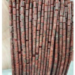 No_744_Natural Sesame Red Jasper Round Tube_6*3mm_(Sold Per Strand)