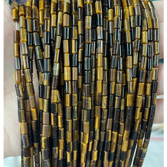 No_754_Natural Yellow Tiger Eye Stone Round Tube_6*3mm_(Sold Per Strand)