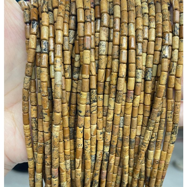 No_761_Natural Picture Jasper Round Tube_6*3mm_(Sold Per Strand)