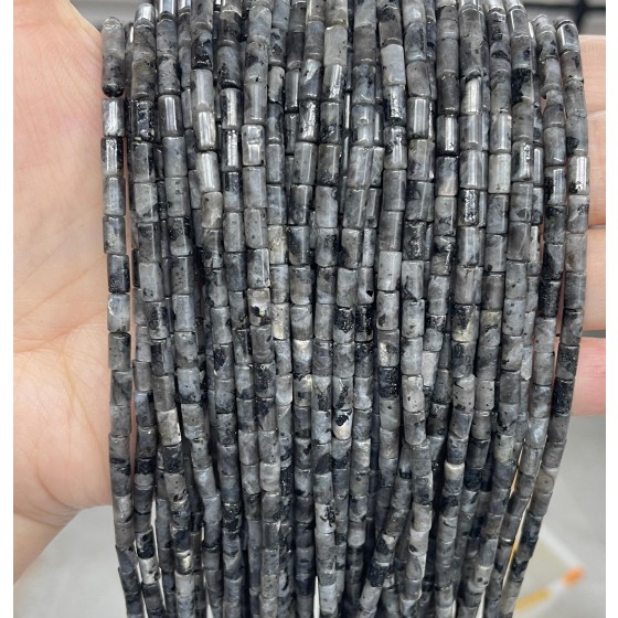 No_762_Natural Black Labradorite Round Tube_6*3mm_(Sold Per Strand)