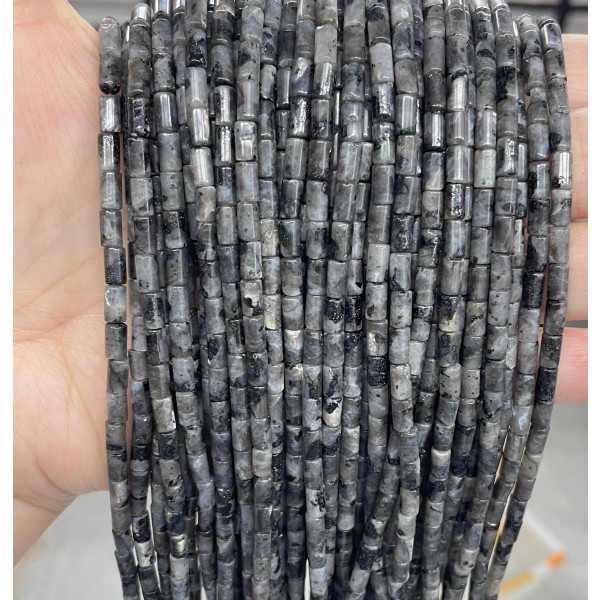 No_762_Natural Black Labradorite Round Tube_6*3mm_(Sold Per Strand)