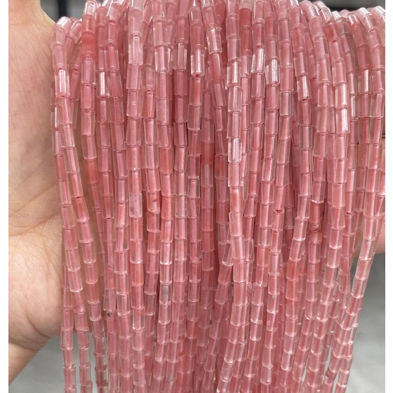 No_769_Synthetic Watermelon Red Crystal Round Tube_6*3mm_(Sold Per Strand)