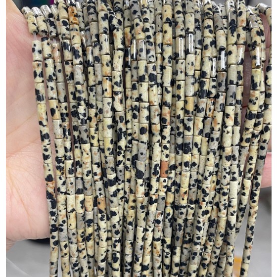 No_770_Natural Dalmation Jasper Round Tube_6*3mm_(Sold Per Strand)