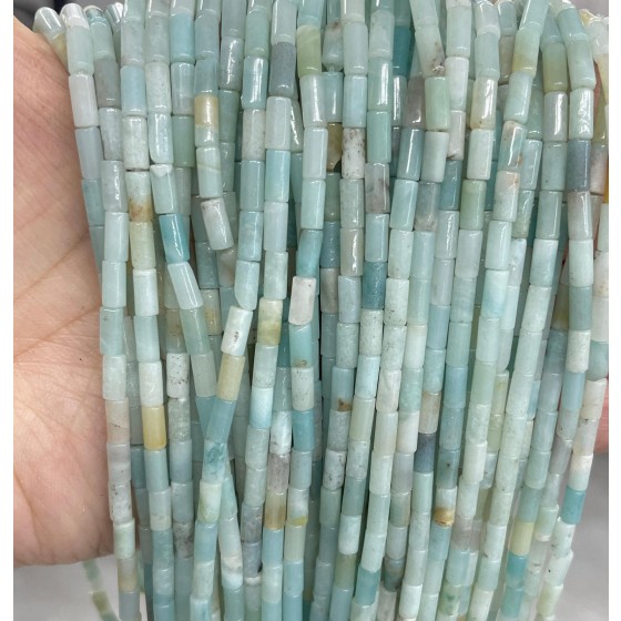 No_771_Natural Amazonite Round Tube_6*3mm_(Sold Per Strand)