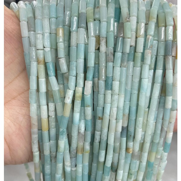 No_771_Natural Amazonite Round Tube_6*3mm_(Sold Per Strand)