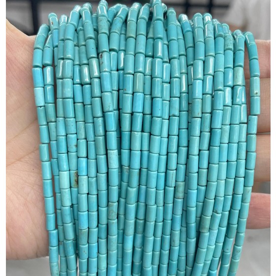 No_775_Enhanced Blue Turquoise Round Tube_6*3mm_(Sold Per Strand)