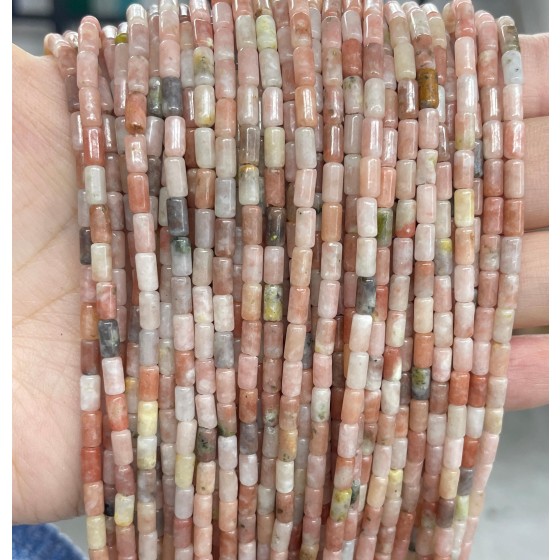 No_777_Natural Red Cotton Agate Round Tube_6*3mm_(Sold Per Strand)