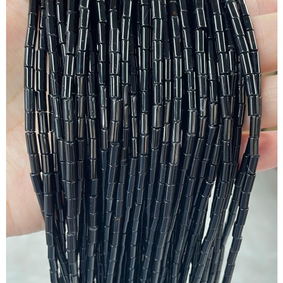 No_787_Natural Black Onyx Round Tube_6*3mm_(Sold Per Strand)