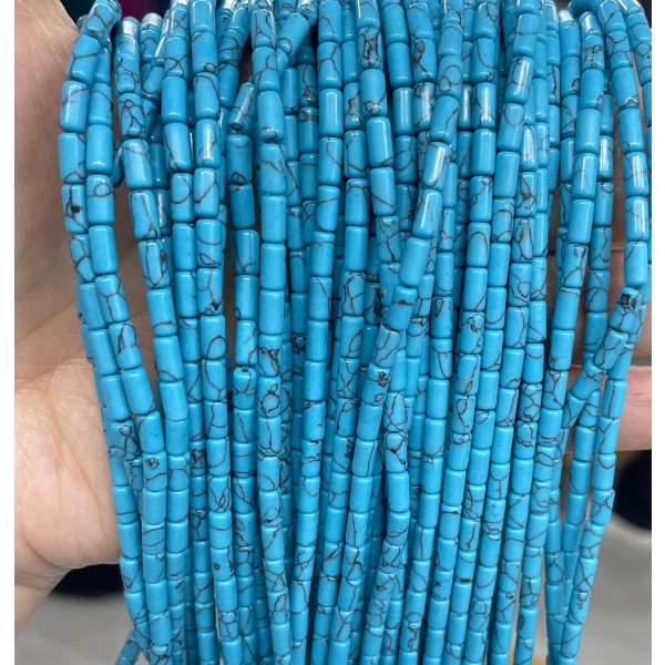 No_794_Synthetic Blue Turquoise Round Tube_6*3mm_(Sold Per Strand)