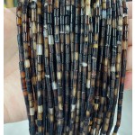 No_795_Natural Coffee Stripe Agate Round Tube_6*3mm_(Sold Per Strand)