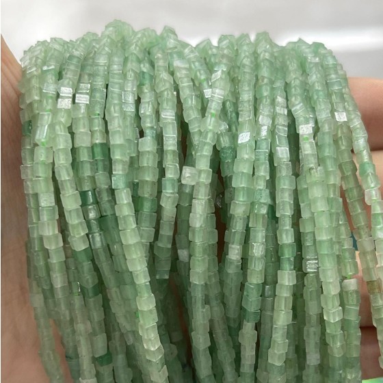 No_808_Natural Green Aventurine Small Cubes_2mm_(Sold Per Strand)