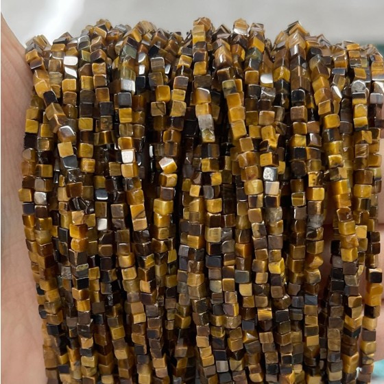 No_819_Natural Yellow Tiger Eye Stone Quartz Small Granules_2mm_(Sold Per Strand)