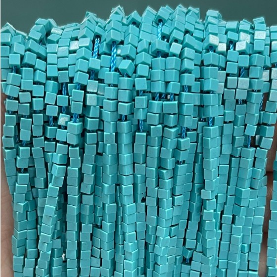 No_834_Synthetic Lake Blue Stone Small Cube Beads_2mm_(Sold Per Strand)