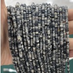 No_843_Natural Black Grid Stone Disc (heishi) Spacer Beads_2*3mm_(Sold Per Strand)