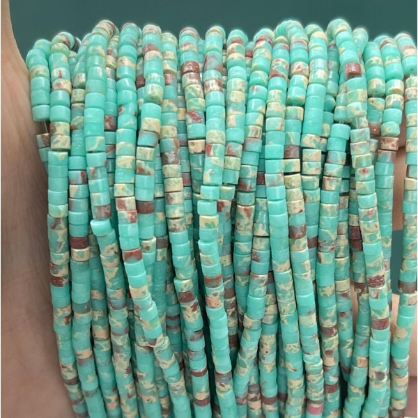 No_893_Synthetic Green Imperial Jasper Disc (heishi) Spacer Beads_2*3mm_(Sold Per Strand)