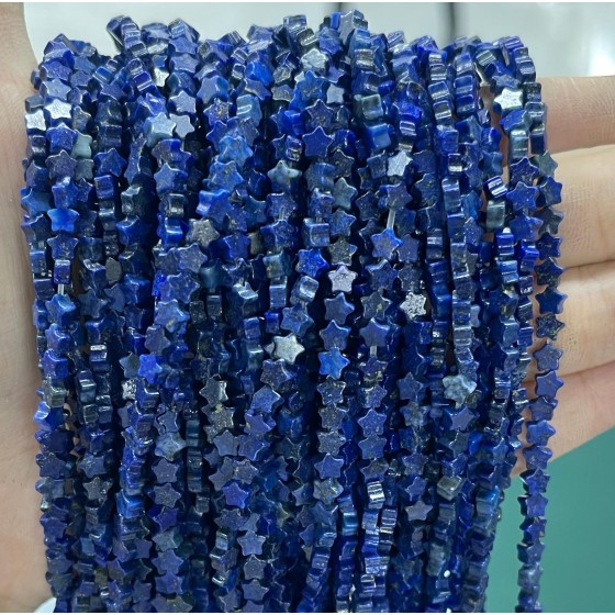 No_1000_Enhanced Lapis Lazuli Flat Five Pointed Star_4mm_(Sold Per Strand)