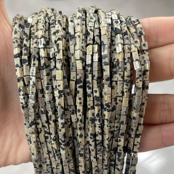 No_907_Natural Dalmation Jasper Small Rectangle_2*4mm_(Sold Per Strand)
