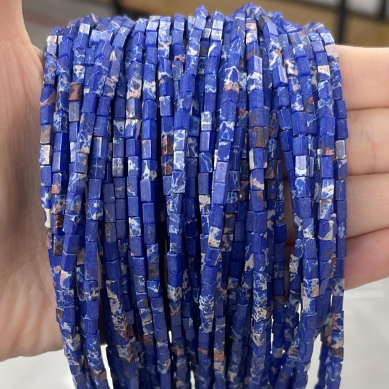 No_928_Synthetic Dark Blue Imperial Jasper Small Rectangle_2*4mm_(Sold Per Strand)