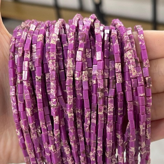 No_933_Synthetic Purple Imperial Jasper Small Rectangle Beads_2*4mm_(Sold Per Strand)