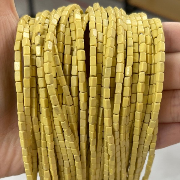 No_938_Synthetic Yellow Stone Small Rectangle Beads_2*4mm_(Sold Per Strand)