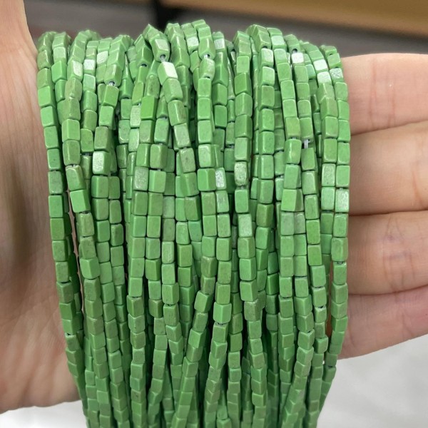 No_939_Synthetic Grass Green Stone Small Rectangle Beads_2*4mm_(Sold Per Strand)