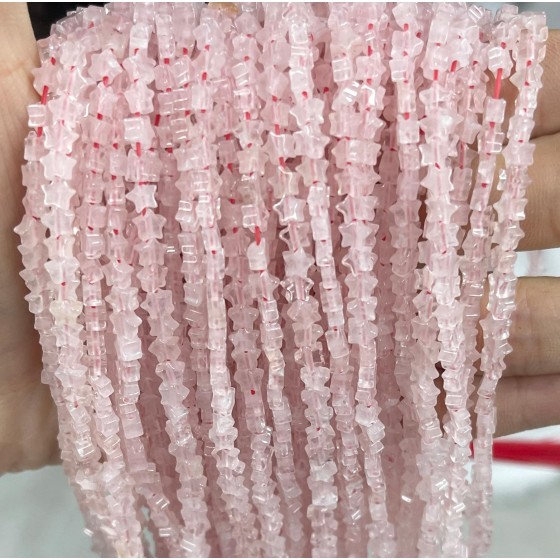 No_948_Natural Rose Quartzflat Five Pointed Star_4mm_(Sold Per Strand)