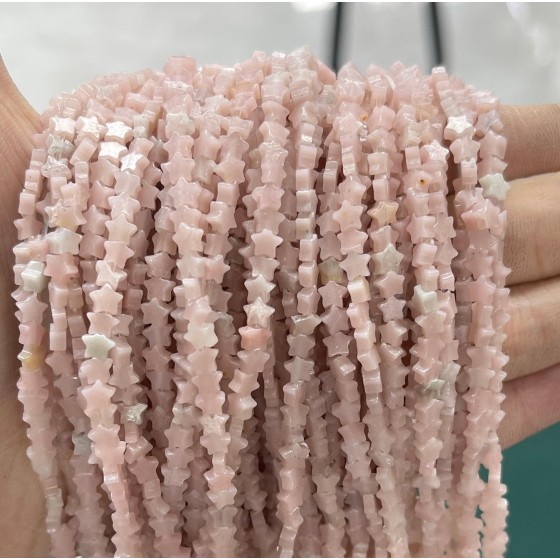 No_950_Natural Deep Pink Opal Flat Five Pointed Star_4mm_(Sold Per Strand)