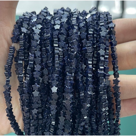 No_957_Synthetic Blue Sandstone Flat Five Pointed Star_4mm_(Sold Per Strand)