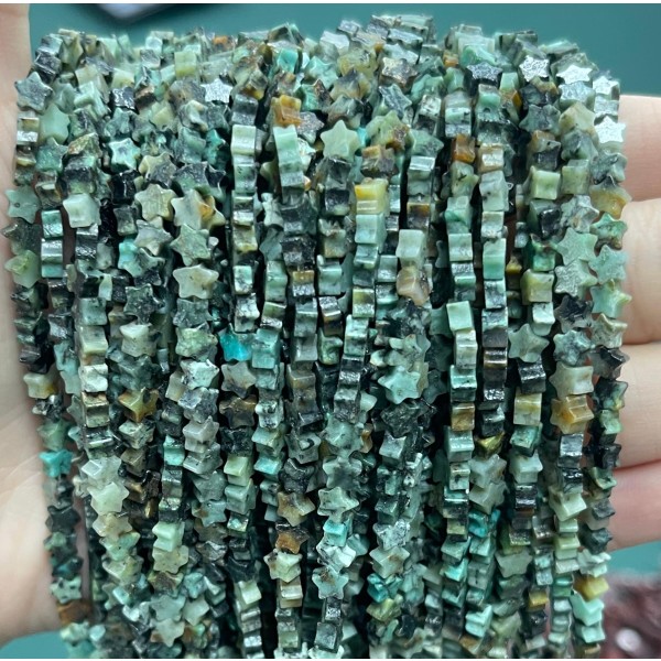 No_977_Natural African Turquoise H Flat Five Pointed Star_4mm_(Sold Per Strand)