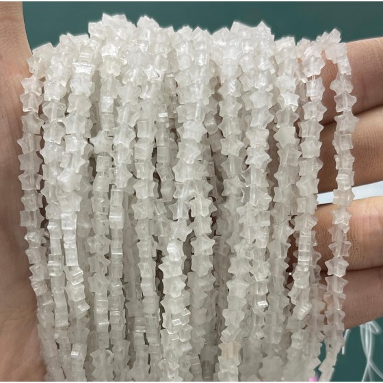 No_981_Natural White Crystal Flat Five Pointed Star_4mm_(Sold Per Strand)