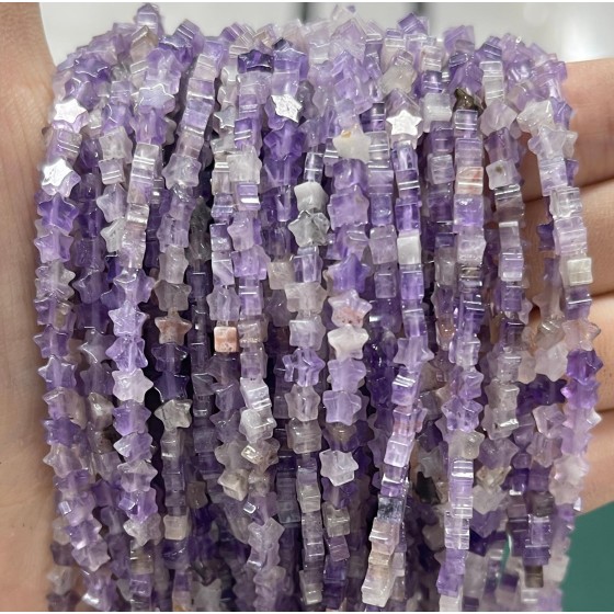 No_997_Natural Amethyst Flat Five Pointed Star_4mm_(Sold Per Strand)