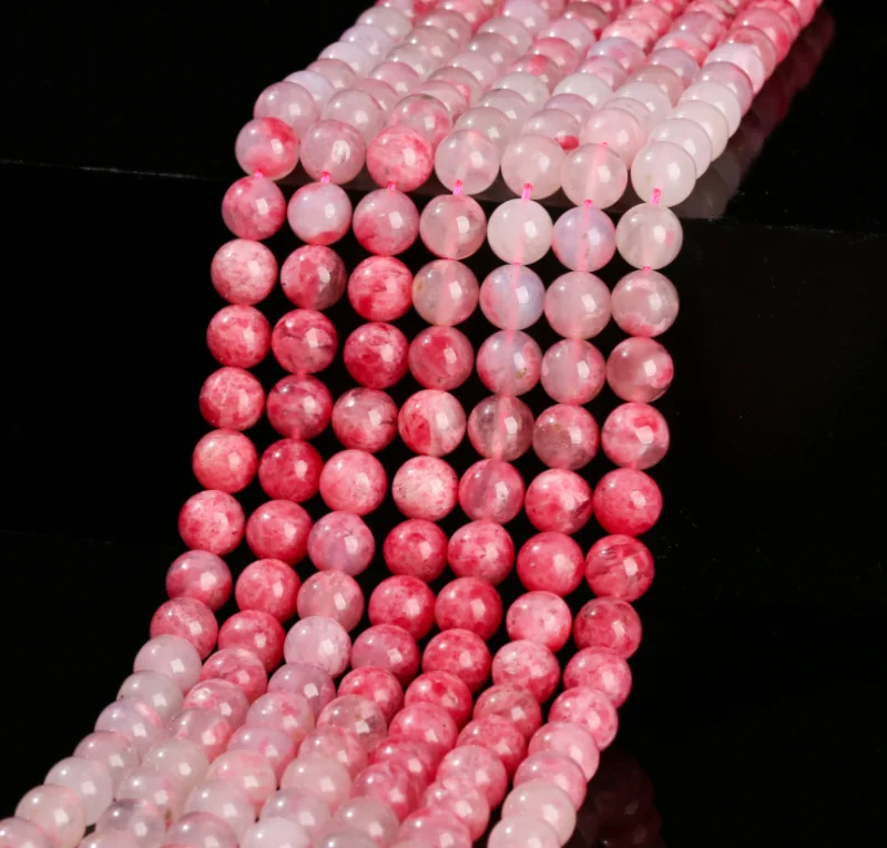 No_4160_Natural Gradient Cherry Blossom Rhodonite Beads_4mm(长43cm)_(Sold Per Strand)