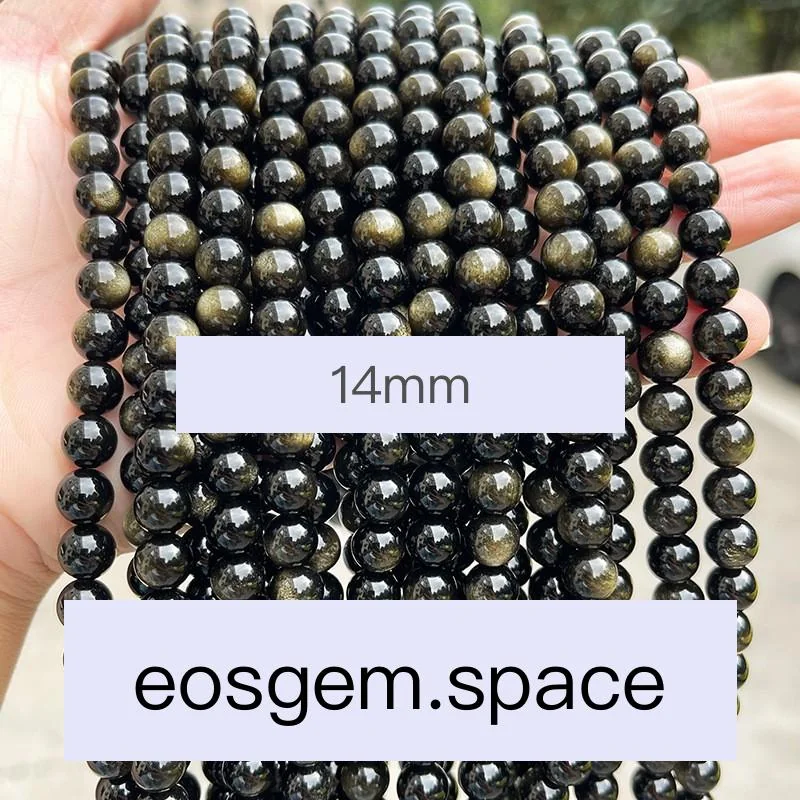 No_4180_7A Natural Gold Obsidian Beads_14mm_(Sold Per Strand)