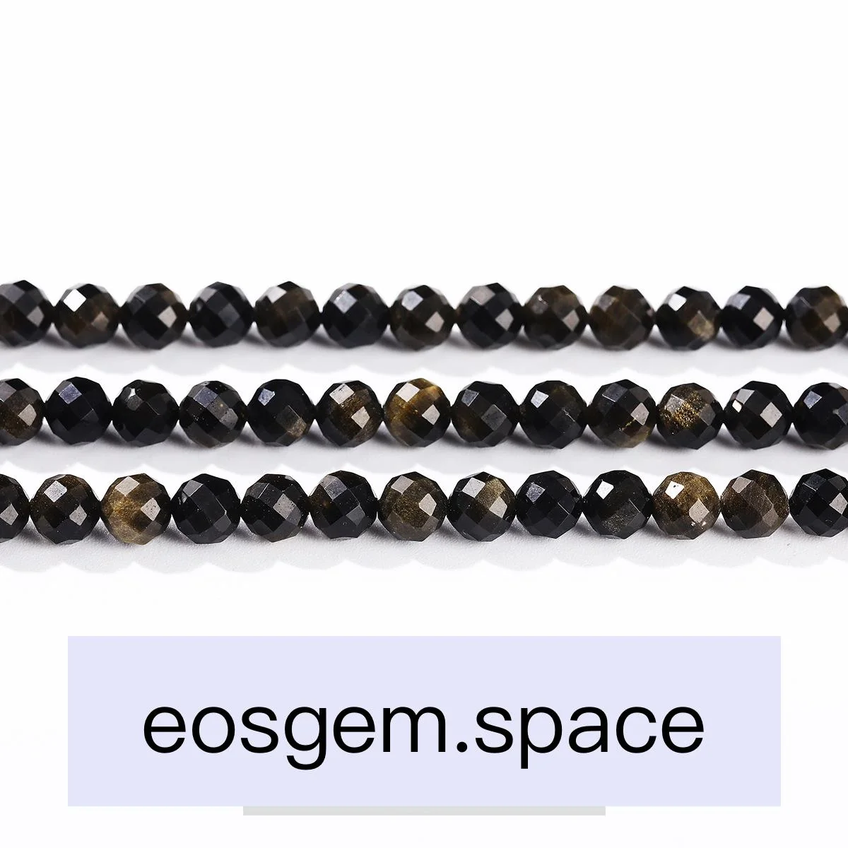 No_4182_7A Faceted Natural Gold Obsidian Beads_6mm_(Sold Per Strand)