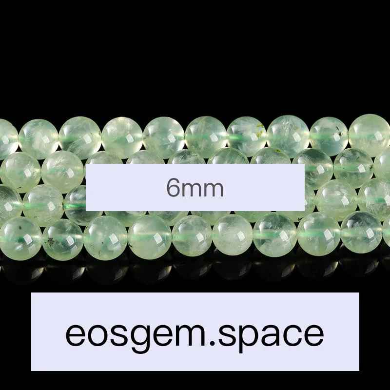 No_4214_5A Natural Prehnite Beads_6mm_(Sold Per Strand)