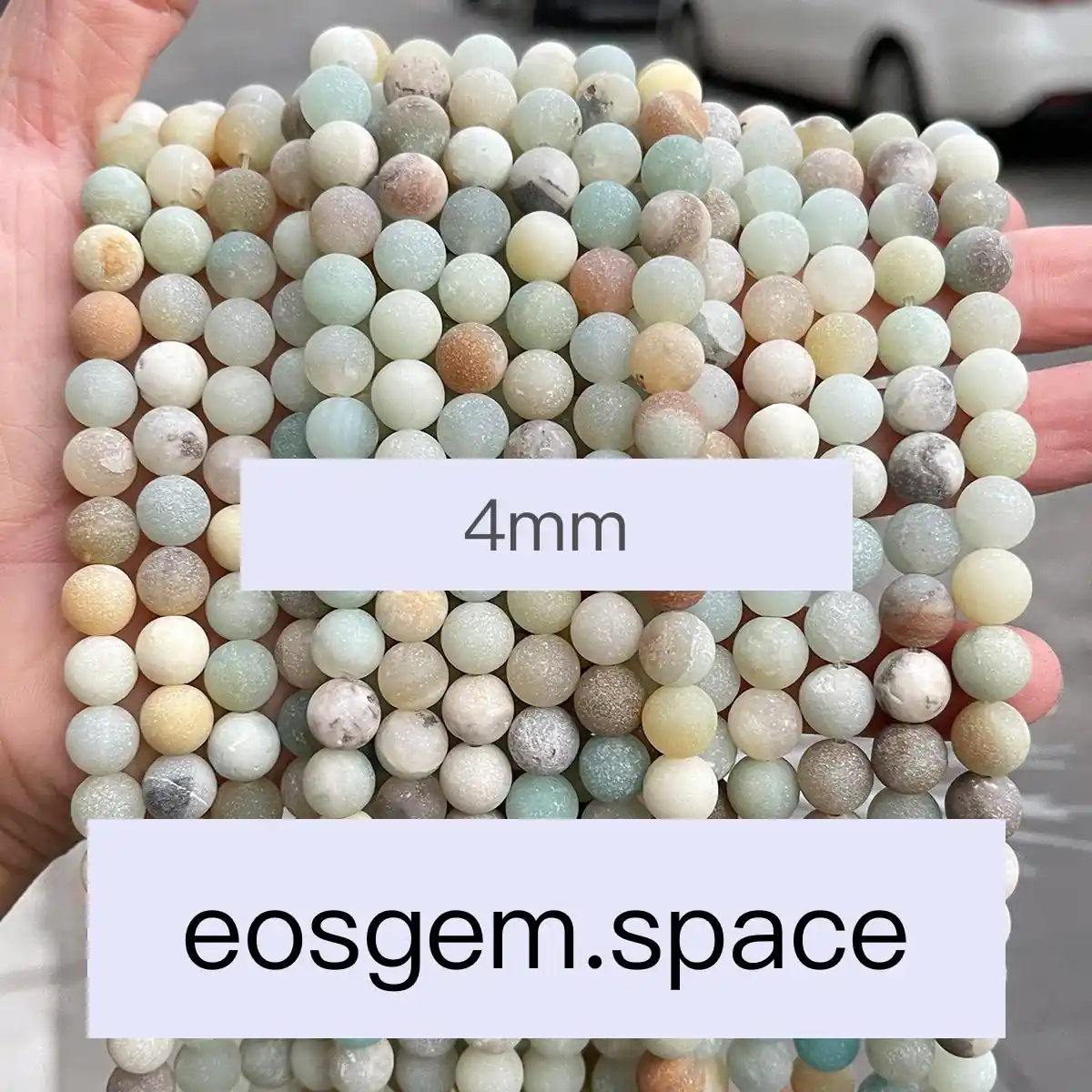 No_4292_3A Natural Frost Amazon Beads_4mm_(Sold Per Strand)