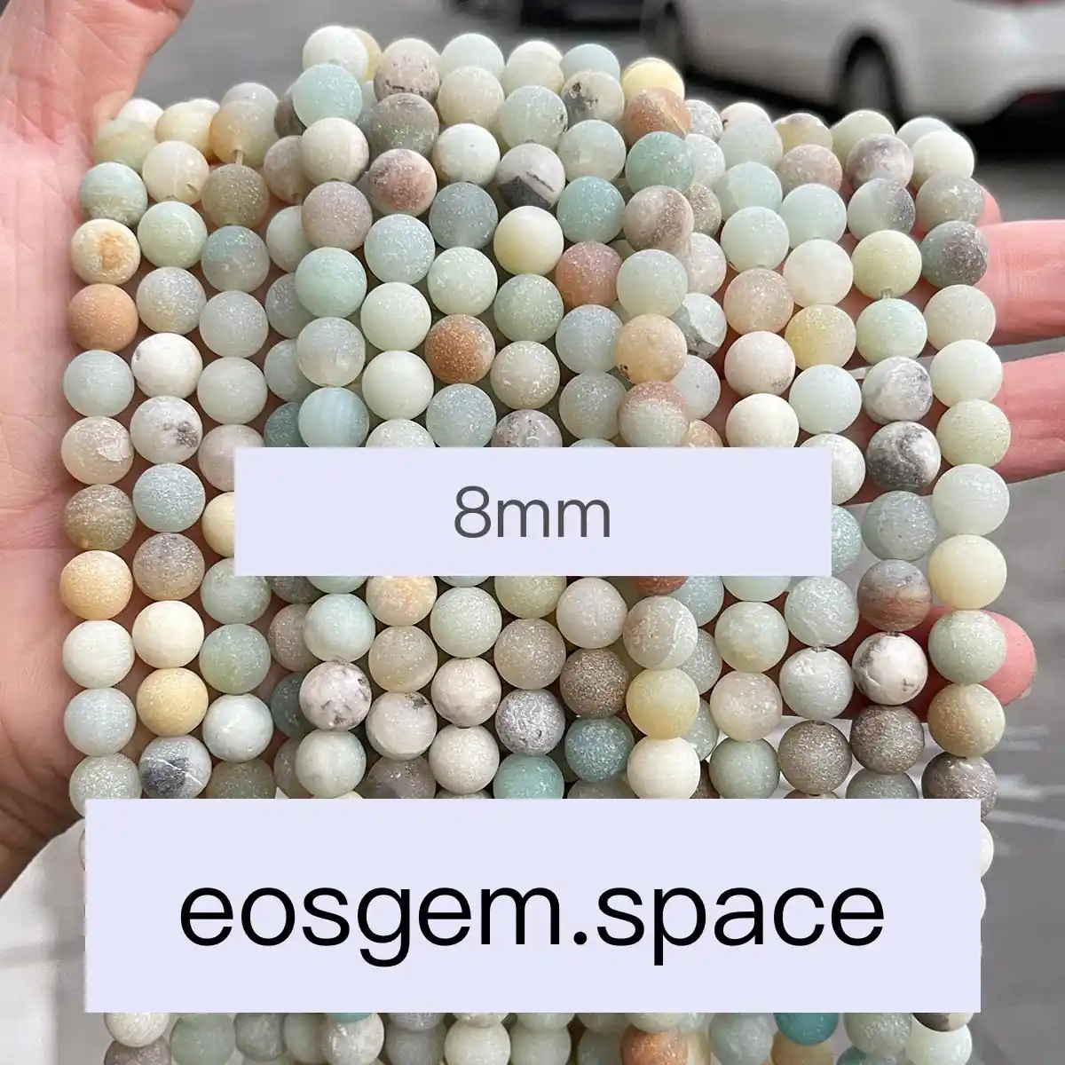No_4294_3A Natural Frost Amazon Beads_8mm_(Sold Per Strand)