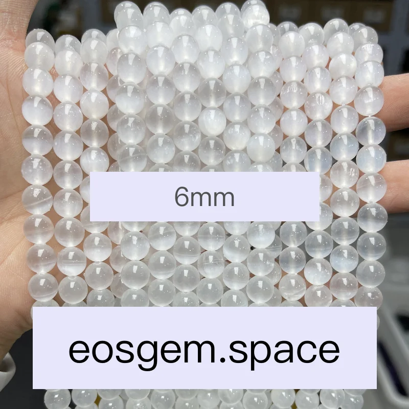 No_4378_5A Natural Selenite Stone Beads_6mm_(Sold Per Strand)