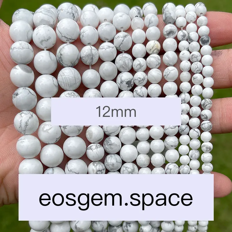 No_4492_Natural Imported White Turquoise Beads_12mm_(Sold Per Strand)