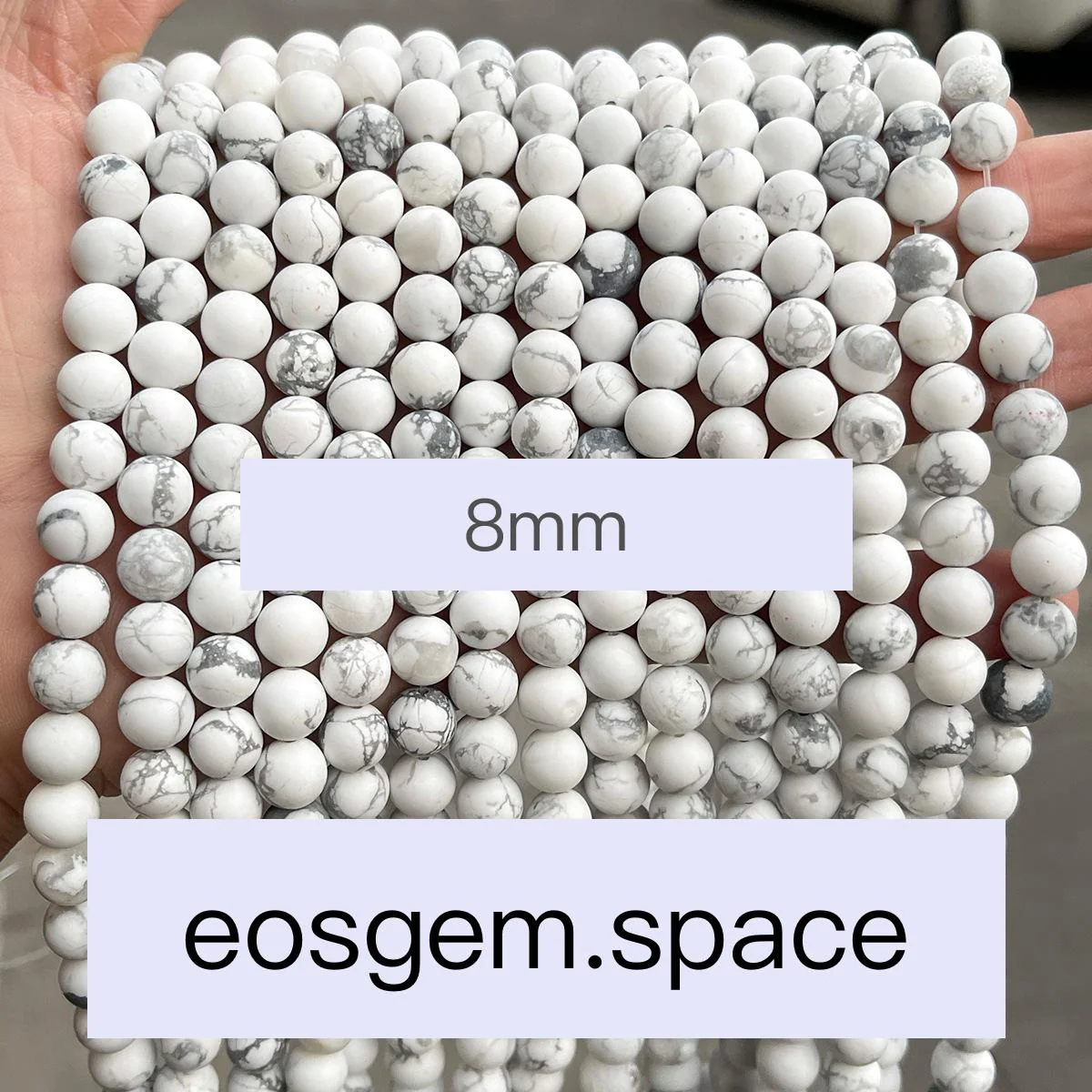 No_4497_Natural Imported Frost White Turquoise Beads_8mm_(Sold Per Strand)