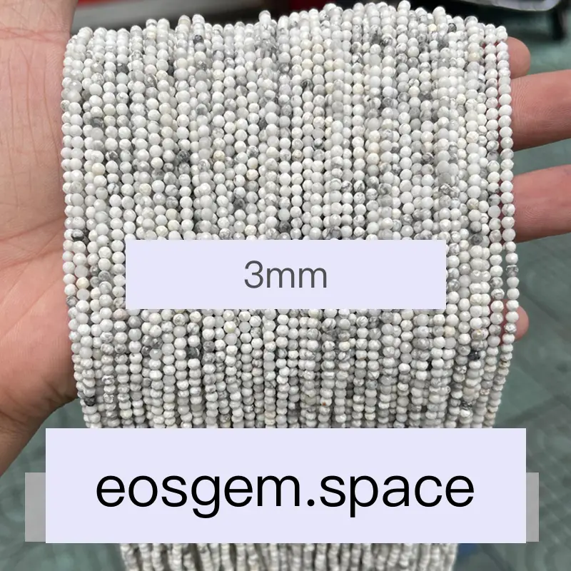 No_4543_Natural Faceted White Turquoises Beads_3mm_(Sold Per Strand)