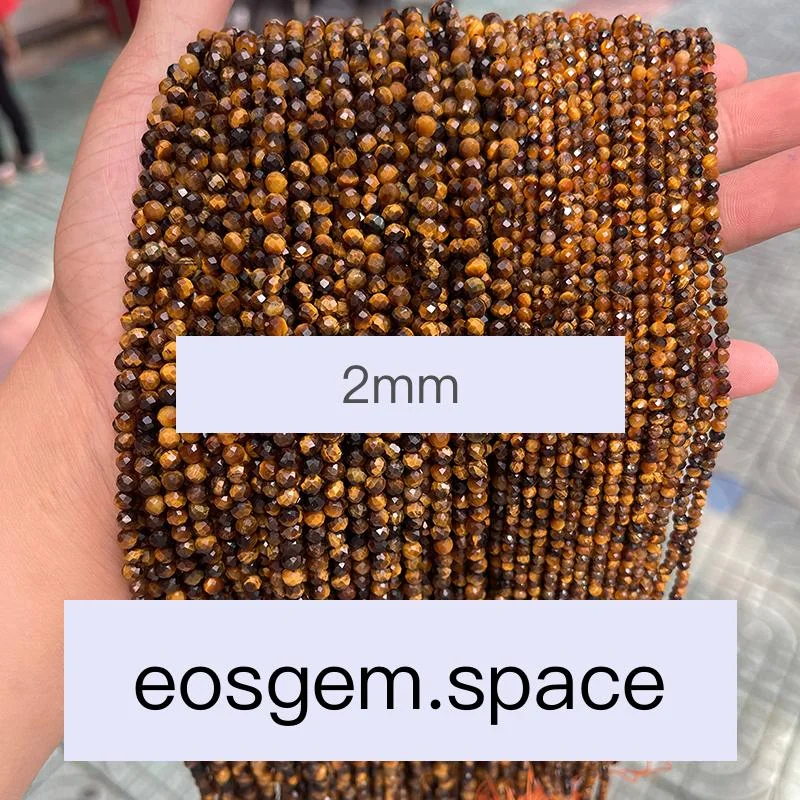 No_4567_Natural Faceted Yellow Tiger Eye Stone Beads_2mm_(Sold Per Strand)