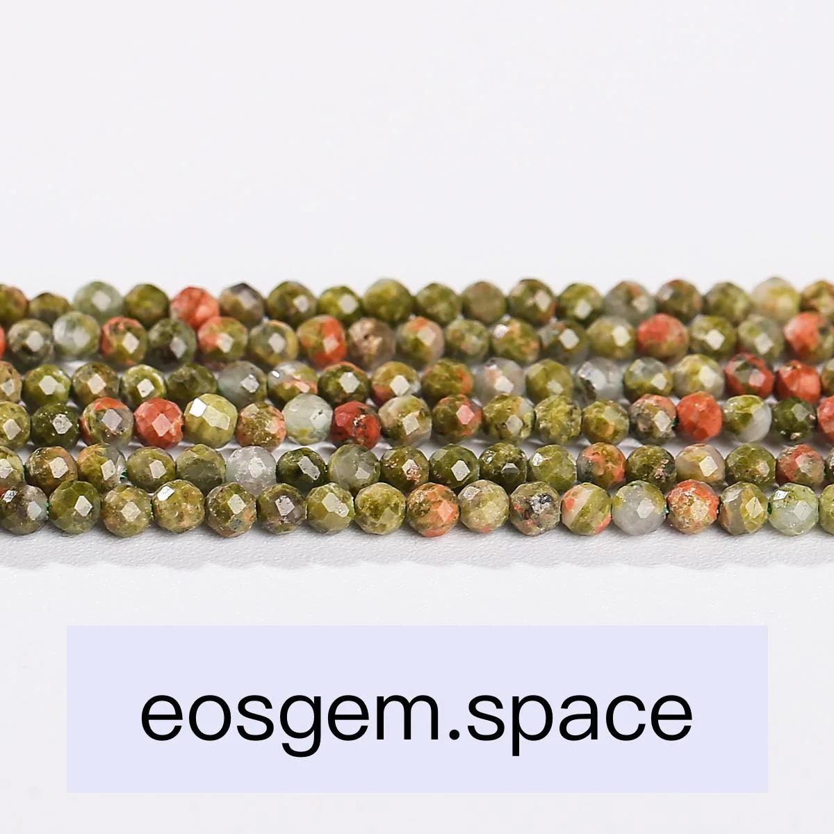 No_4570_Natural Faceted Unakite Beads_2mm_(Sold Per Strand)