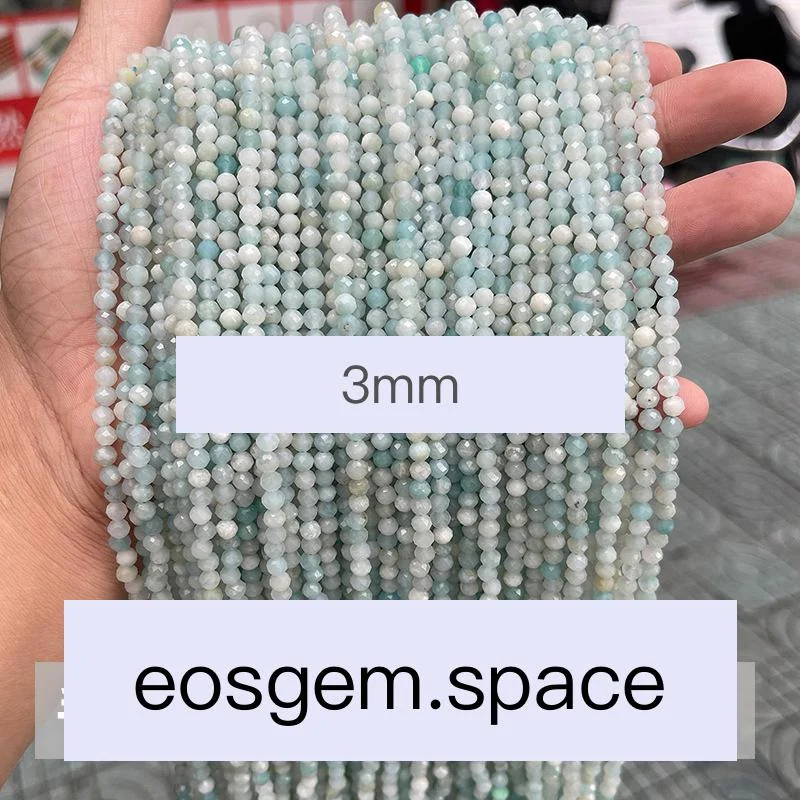No_4584_5A Natural Faceted Amazon Stone Beads_3mm_(Sold Per Strand)