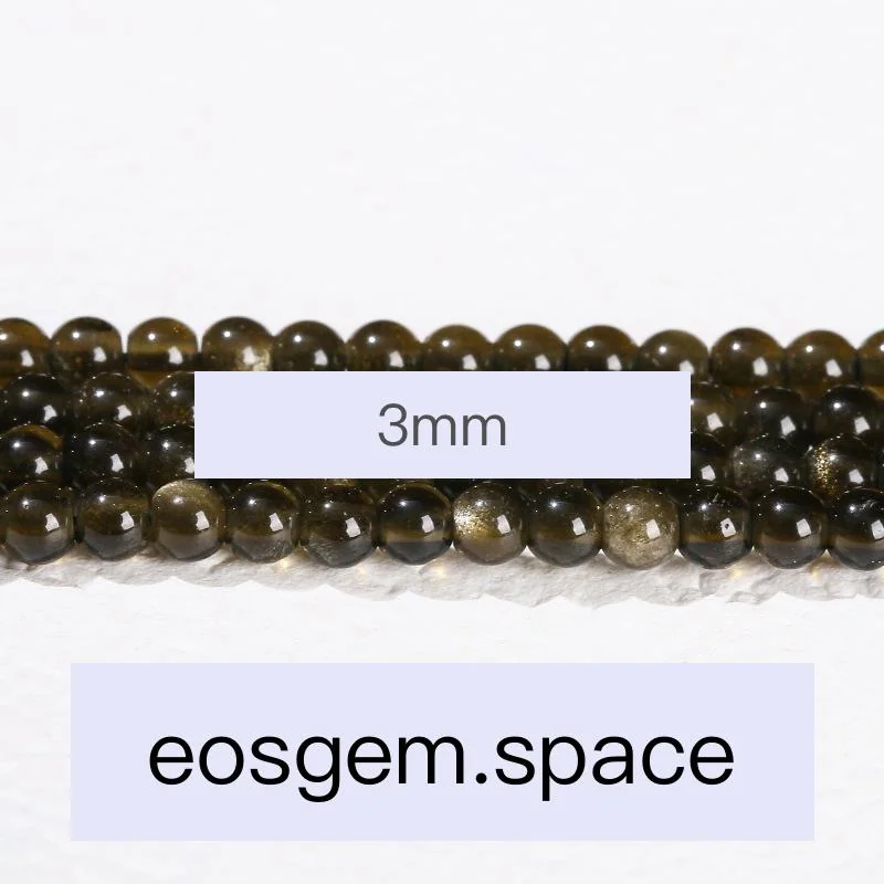 No_4610_Natural Gold Obsidian Beads_3mm_(Sold Per Strand)