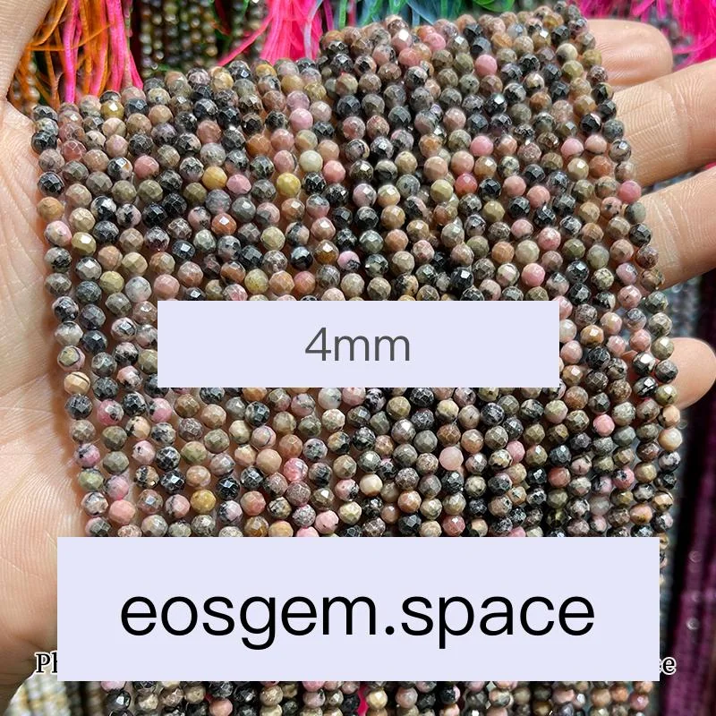 No_4649_Faceted Natural Black Line Rhodochrosite Beads_4mm_(Sold Per Strand)
