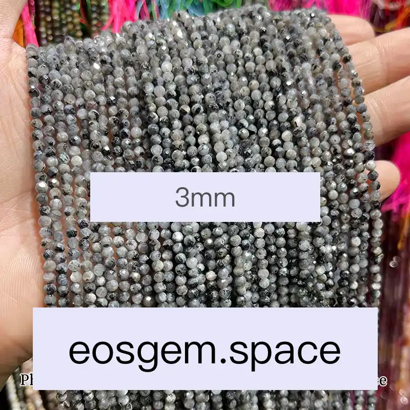 No_4659_Faceted Natural Black Spectrolite Stone Beads_3mm_(Sold Per Strand)