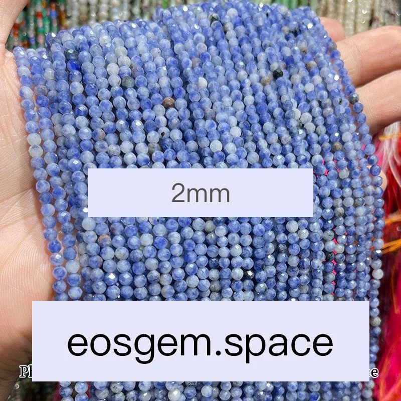 No_4672_Faceted Natural Blue Dots Stone Beads_2mm_(Sold Per Strand)