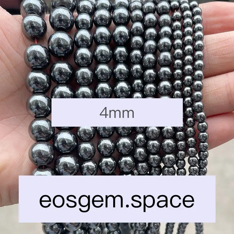 No_4696_3A Natural Hematite Stone Beads_4mm_(Sold Per Strand)